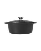 Tradifonte Kochtopf aus emailliertem Gusseisen, oval, schwarz, 6,5 l