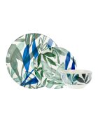 Juego de vajilla de porcelana Voyage à Kalamata con decoración vegetal verde/azul, 18 piezas