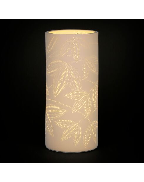 Weiße zylindrische Lampe Palmea - 12,5 x 27 cm