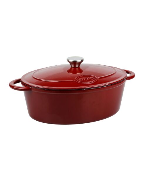 Tradifonte rode ovale geëmailleerde gietijzeren braadpan - 4 L