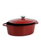 Tradifonte rode ovale geëmailleerde gietijzeren braadpan - 4 L