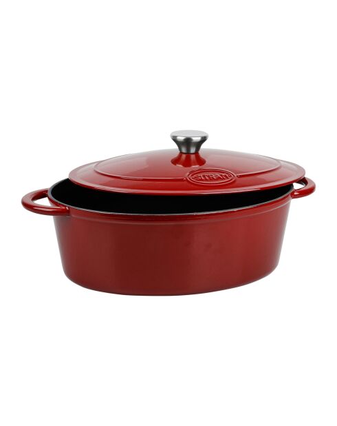 Tradifonte rode ovale geëmailleerde gietijzeren braadpan - 4 L