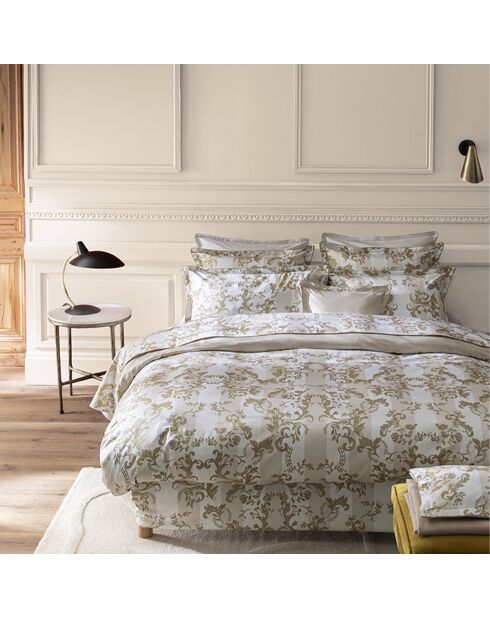 Federa per cuscino Opera in raso di cotone biologico bianco stampato