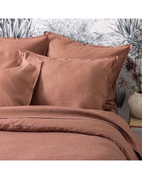 Nouvelle Vague Rouge Brindille, lenzuolo piatto in lino lavato, tinta unita