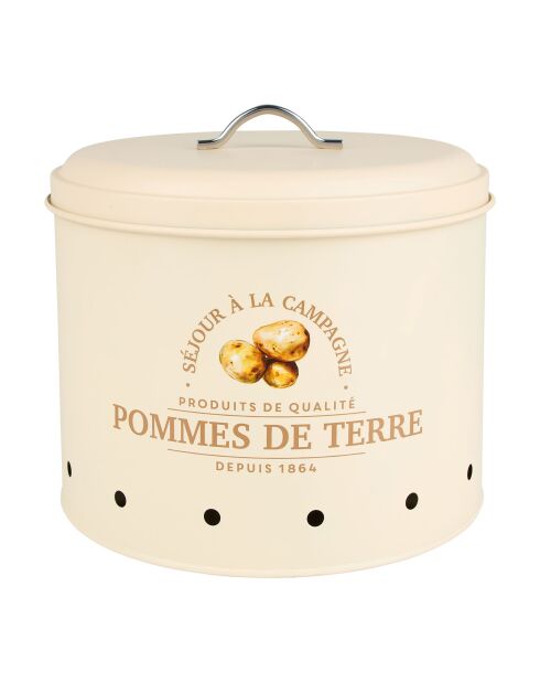 Solange beige ijzeren opbergdoos met aardappeldecor - D.22,5 cm