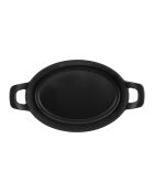 Mini piatto ovale in ghisa smaltata nera - 21x15x4 cm