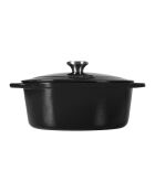 Tradifonte Kochtopf aus emailliertem Gusseisen, weiß/schwarz, oval, 6,5 l