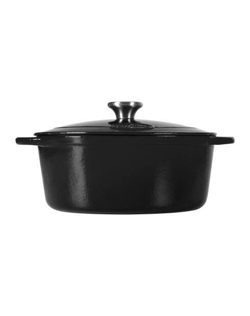 Tradifonte Kochtopf aus emailliertem Gusseisen, weiß/schwarz, oval, 6,5 l