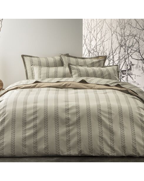 Federa Bel Ami con stampa in raso di cotone biologico verde kaki