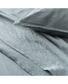 Federa in lino lavato tinta unita blu con cascata Nouvelle Vague