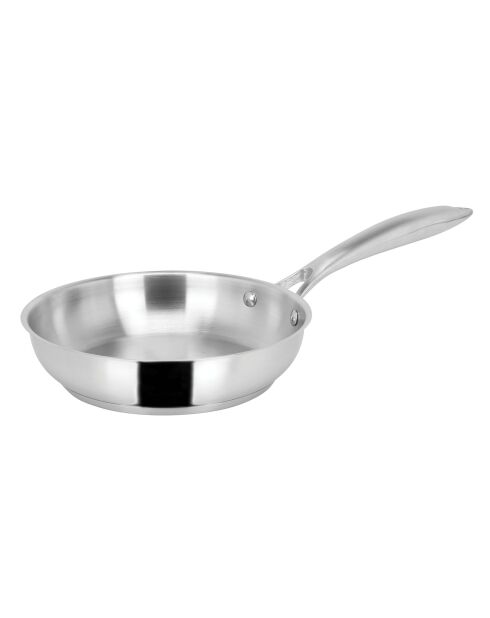 Charleston-graue, glänzende Edelstahlpfanne mit gebogener Form - D.20 cm