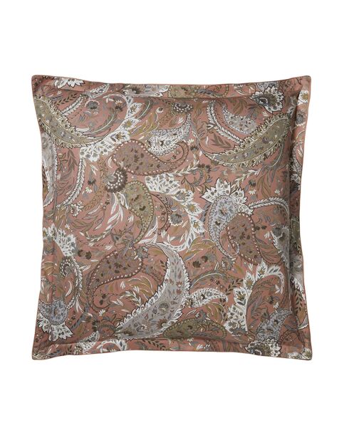 Federa per cuscino Zadig con stampa in raso di cotone biologico marrone terracotta