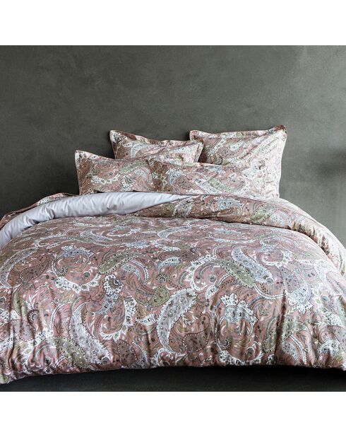 Federa per cuscino Zadig con stampa in raso di cotone biologico marrone terracotta