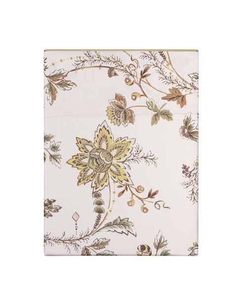 Lenzuolo piatto in raso di cotone biologico stampato Maussane rosa chiaro