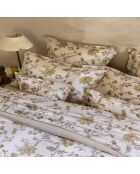 Lenzuolo piatto in raso di cotone biologico stampato Maussane rosa chiaro