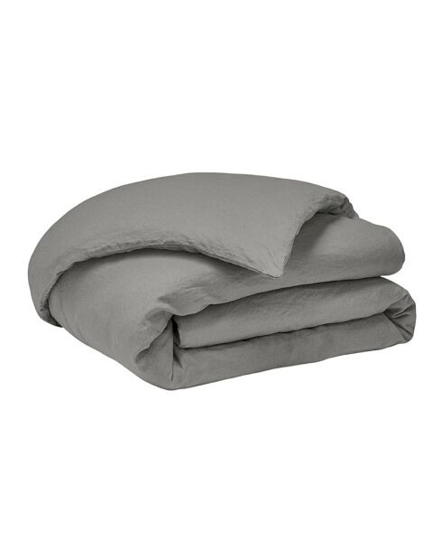 Copripiumino in lino lavato liscio grigio ghiaia Nouvelle Vague