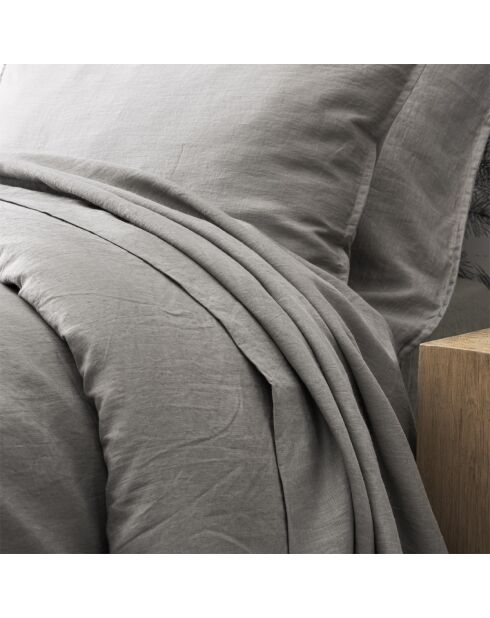 Copripiumino in lino lavato liscio grigio ghiaia Nouvelle Vague