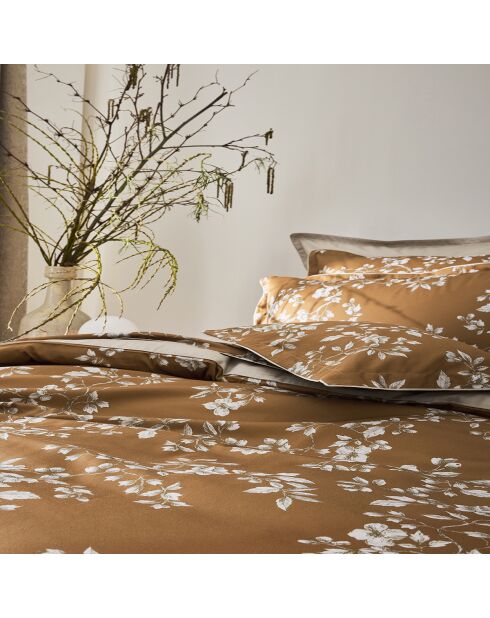 Copripiumino Vivienne in raso di cotone biologico stampato arancione