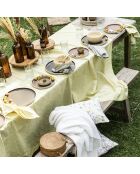 Nappe unie en lin Chambray vert yuzu