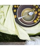 Nappe unie en lin Chambray vert yuzu