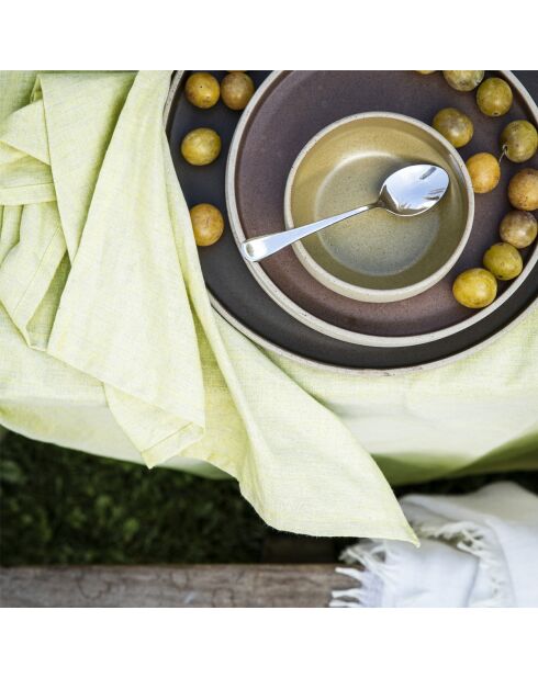 Nappe unie en lin Chambray vert yuzu