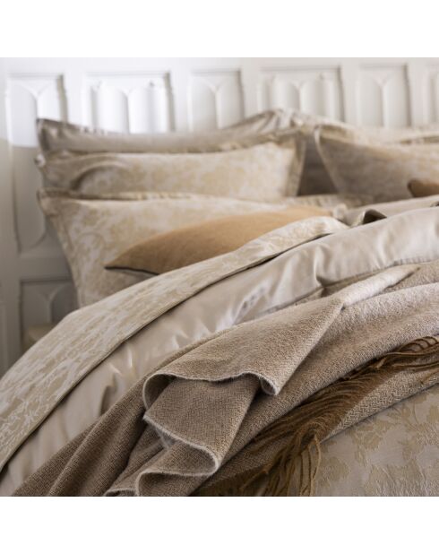 Copripiumino in cotone memory con stampa jacquard beige luna