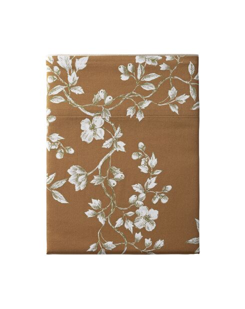 Lenzuolo piatto Vivienne in raso di cotone biologico stampato arancione