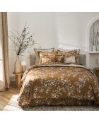 Lenzuolo piatto Vivienne in raso di cotone biologico stampato arancione