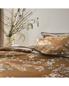 Lenzuolo piatto Vivienne in raso di cotone biologico stampato arancione