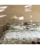 Lenzuolo piatto in raso di cotone biologico stampato verde lime Maussane