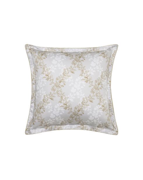Nebelgrauer Kissenbezug mit Rocaille-Aufdruck aus Bio-Baumwollsatin