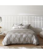 Nebelgrauer Kissenbezug mit Rocaille-Aufdruck aus Bio-Baumwollsatin