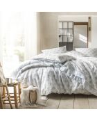 Federa in puro lino stampato bianco Lourmarin