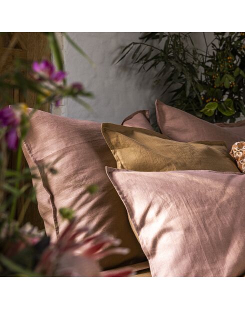 Funda de almohada lisa de lino lavado New Wave Red Twig