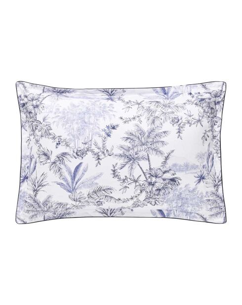 Federa per cuscino Rivages bleu de chine in raso di cotone biologico stampato