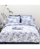 Federa per cuscino Rivages bleu de chine in raso di cotone biologico stampato