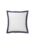 Federa in raso di cotone tricolore con fascia applicata Marceau bianco neve/blu marino