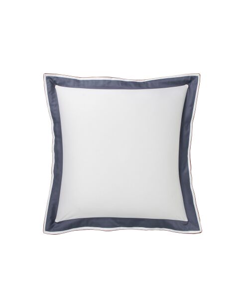 Federa in raso di cotone tricolore con fascia applicata Marceau bianco neve/blu marino