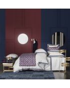 Federa in raso di cotone tricolore con fascia applicata Marceau bianco neve/blu marino