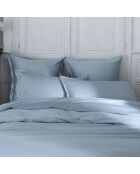 Federa in raso di cotone biologico Teophile blu baltico, tinta unita