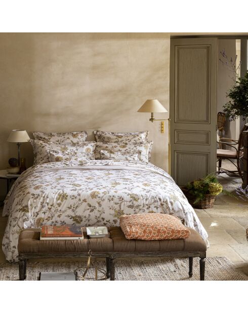 Funda de almohada con estampado de satén de algodón orgánico Maussane rosa claro