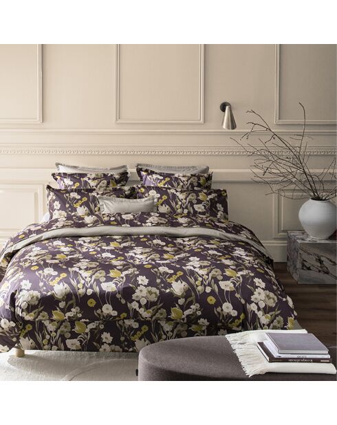 Federa Closerie in raso di cotone biologico stampato viola