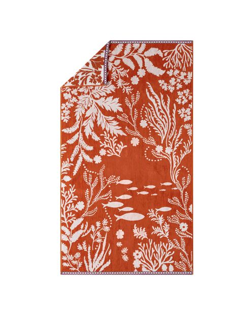 Drap de plage en jacquard velours Calyspo orange moyen - 100x180 cm