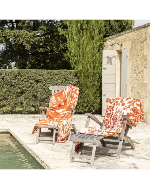 Drap de plage en jacquard velours Calyspo orange moyen - 100x180 cm