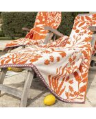 Drap de plage en jacquard velours Calyspo orange moyen - 100x180 cm