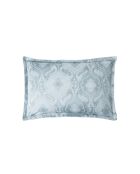 Federa stampata in raso di cotone biologico Shalimar blu baltico