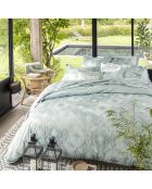 Federa stampata in raso di cotone biologico Shalimar blu baltico