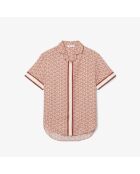 Oversized hemd met monogramprint latte/crystalline-iberis