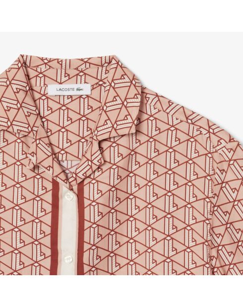 Oversized hemd met monogramprint latte/crystalline-iberis