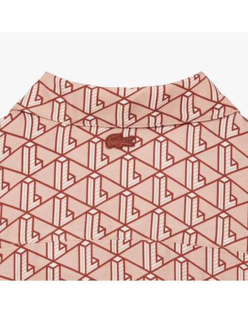 Oversized hemd met monogramprint latte/crystalline-iberis